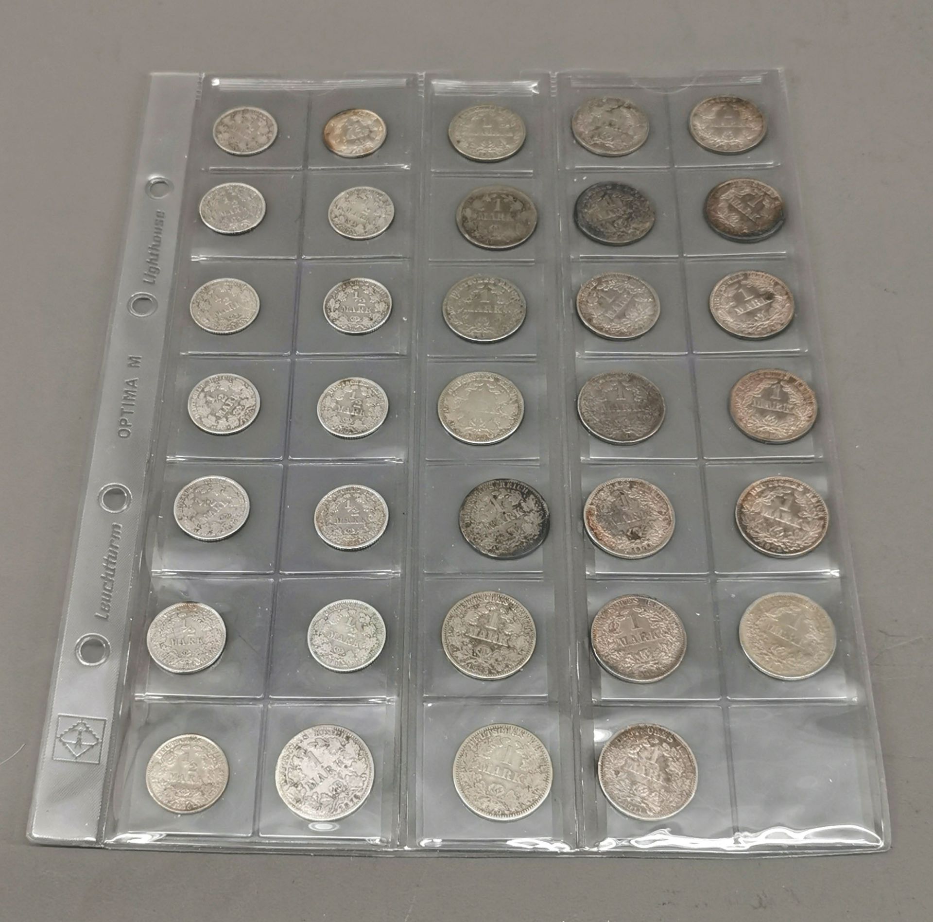 Konvolut 1/2 und 1 Silbermark 1875 bis 1916