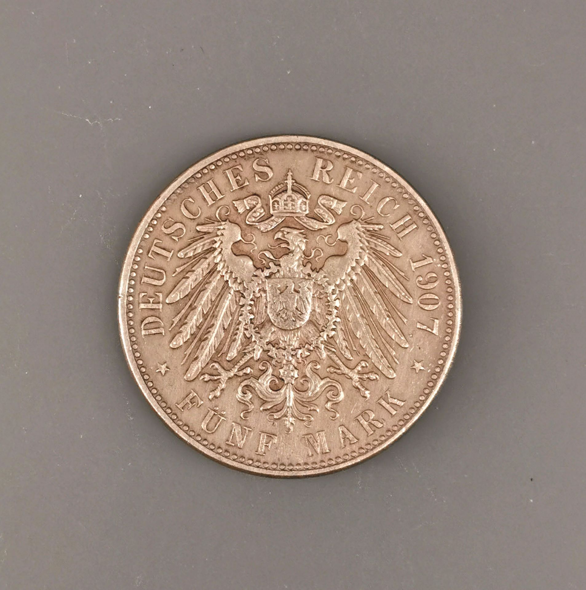 Silbermünze 5 Mark Baden 1907 Deutsches Reich - Image 3 of 4