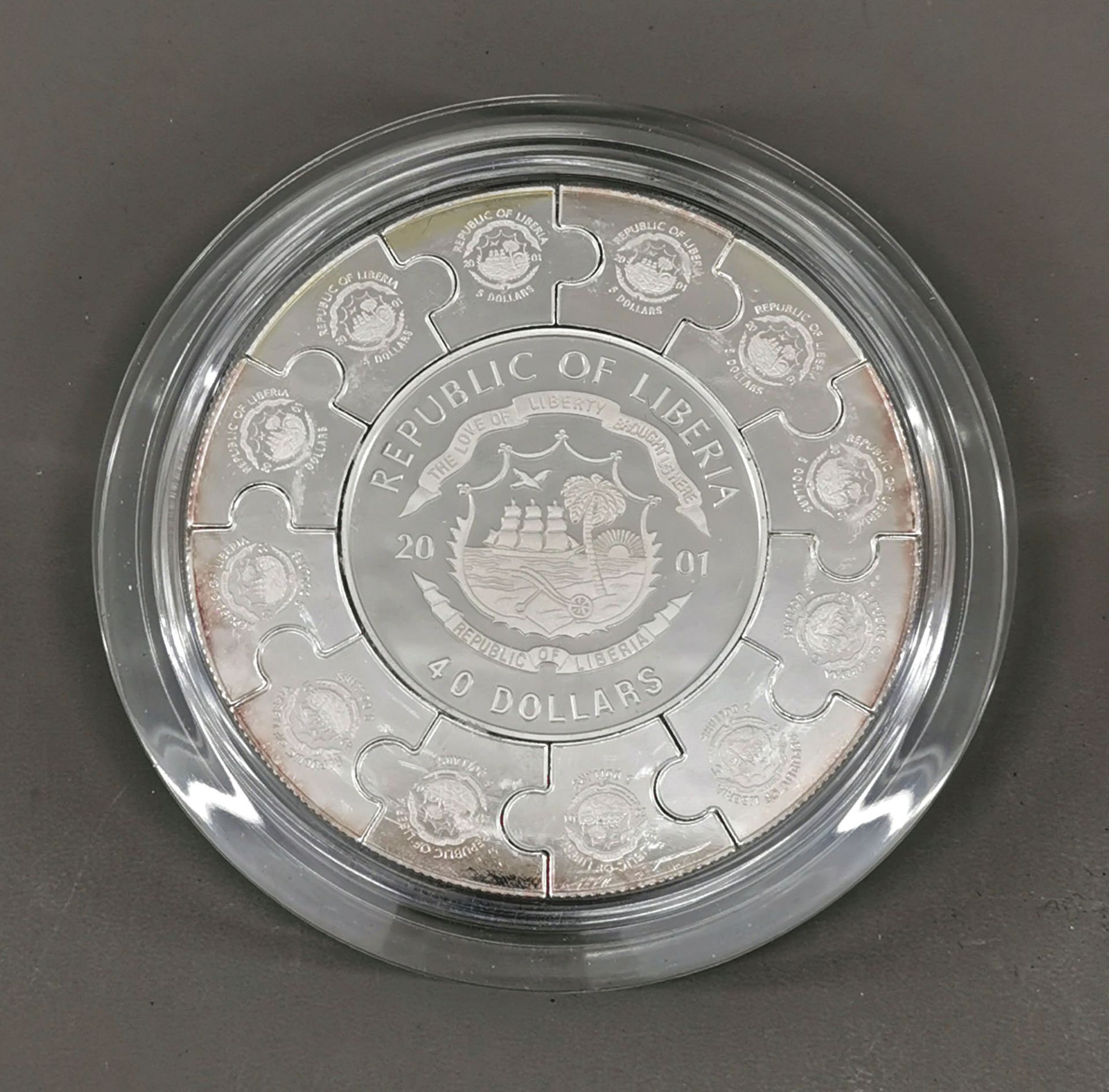 1 kg Silber - Puzzle Münze 100 Dollar Liberia - Image 7 of 10