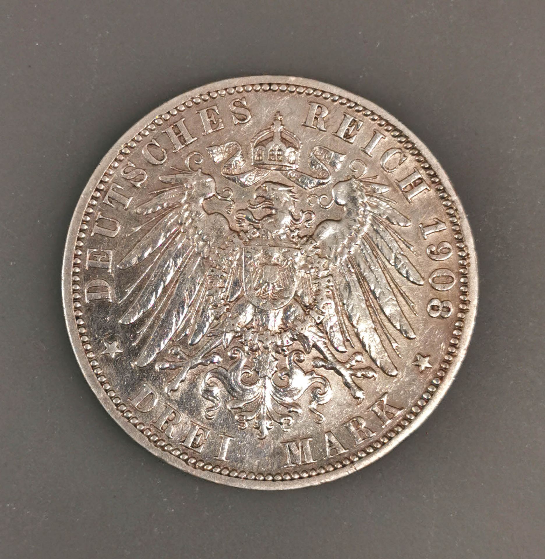 Silbermünze 3 Mark Preussen 1908 Deutsches Reich - Bild 3 aus 4