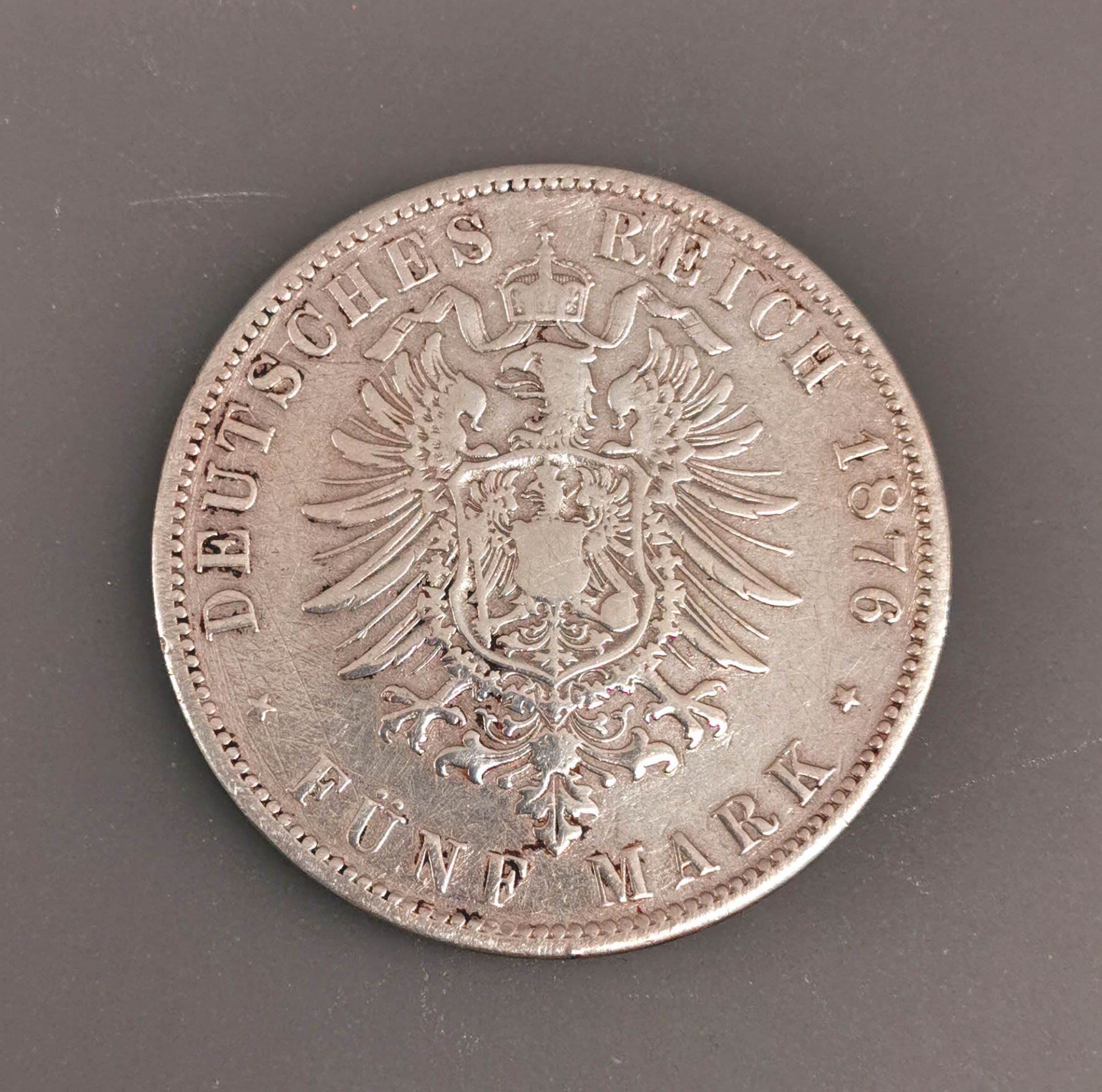 Silbermünze 5 Mark Preussen 1876 Deutsches Reich - Image 3 of 4