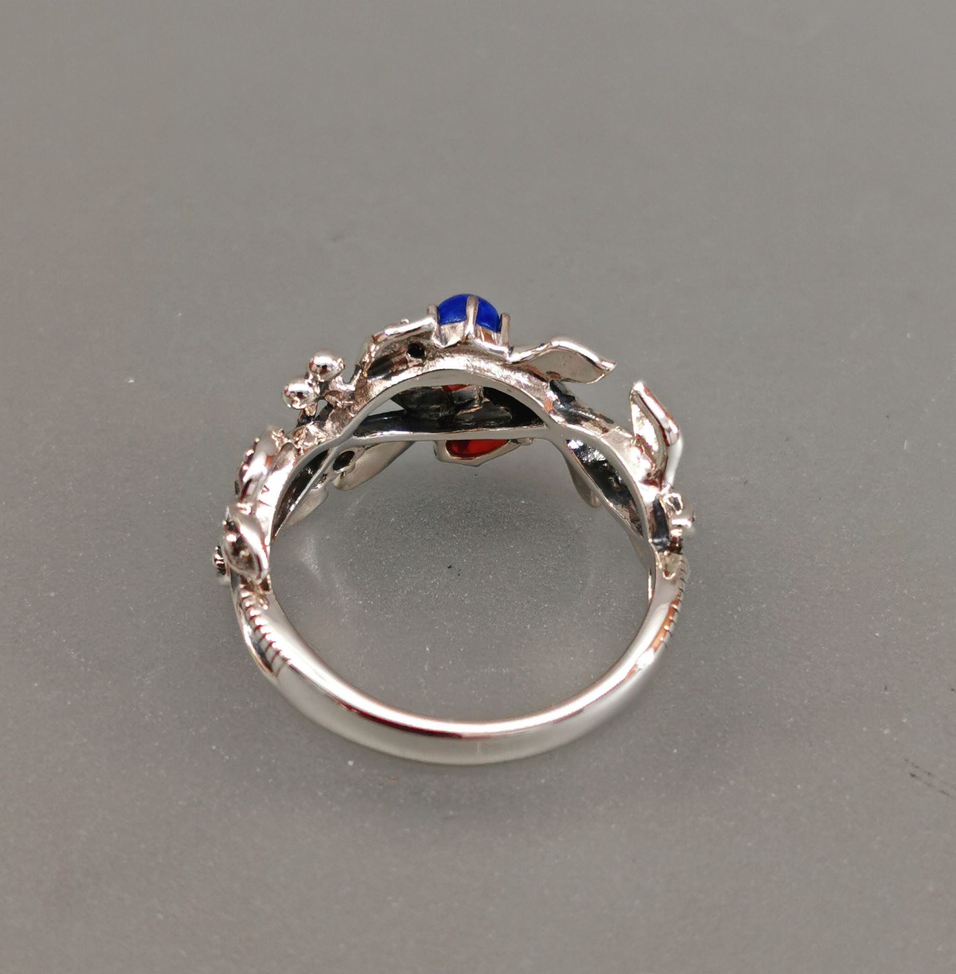 Karneol-Lapislazuli-Opal-Ring mit Markasiten - Image 3 of 4
