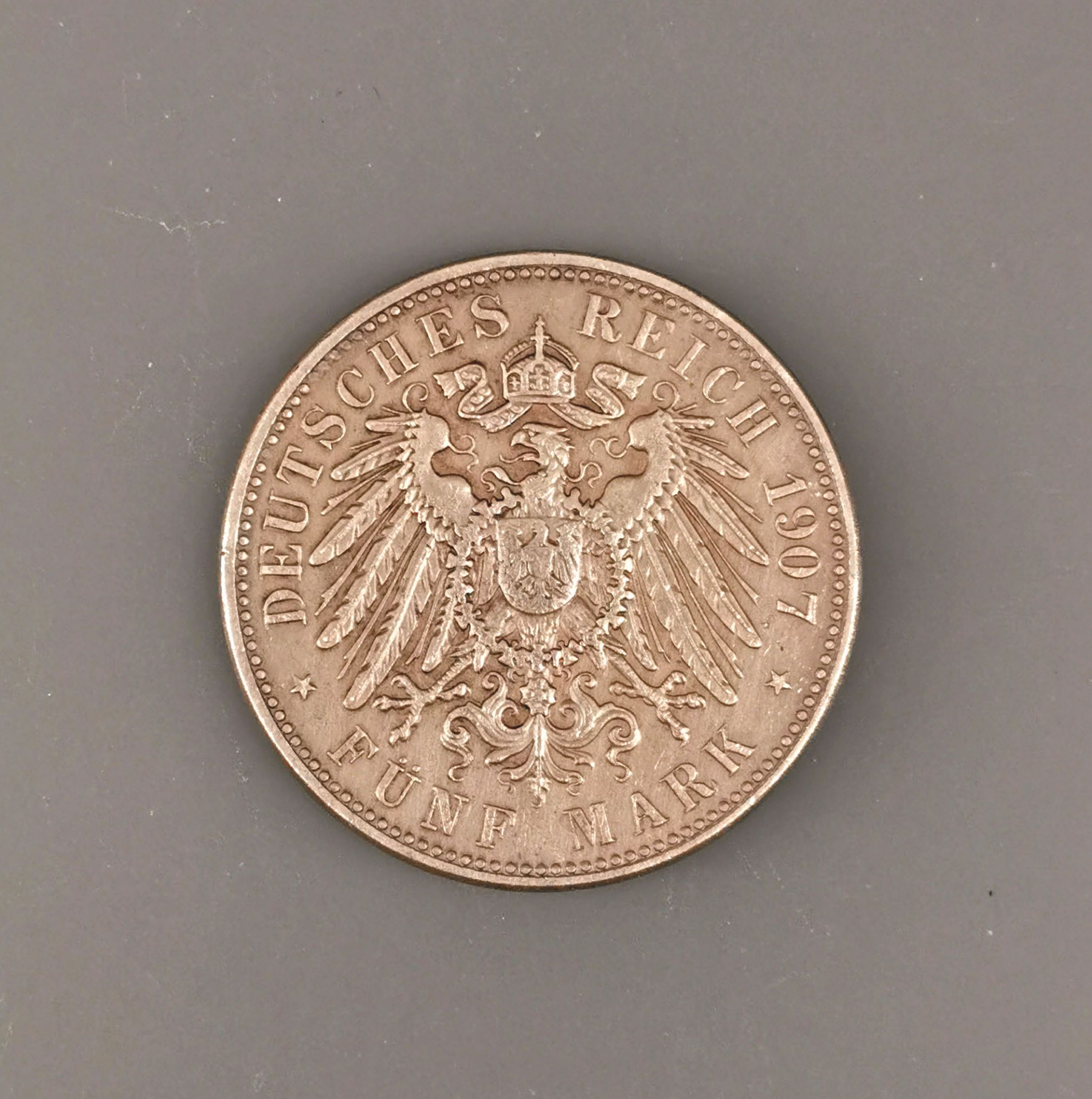 Silbermünze 5 Mark Baden 1907 Deutsches Reich - Image 4 of 4