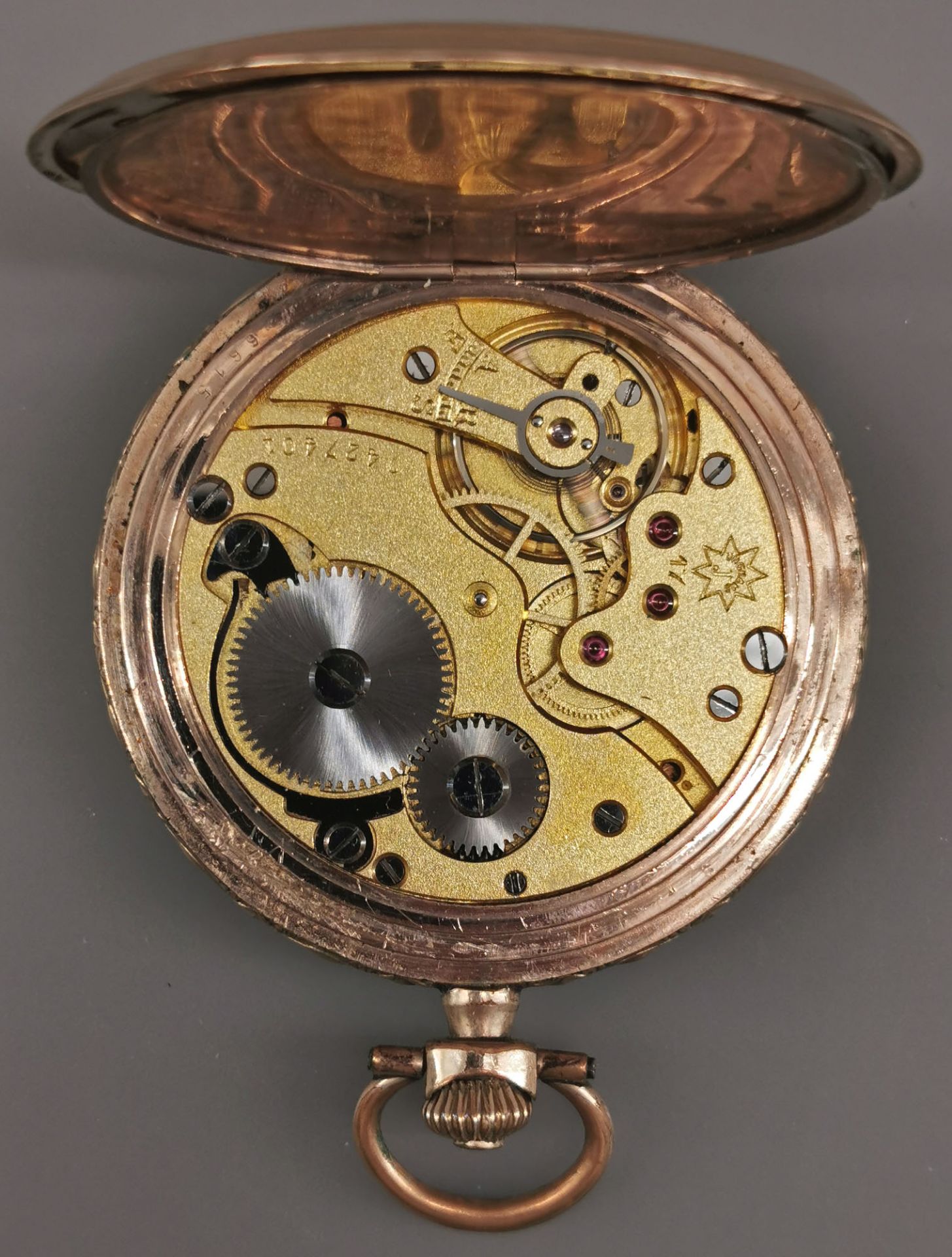 Vergoldete Savonette Sprungdeckel-Taschenuhr Junghans - Bild 5 aus 5