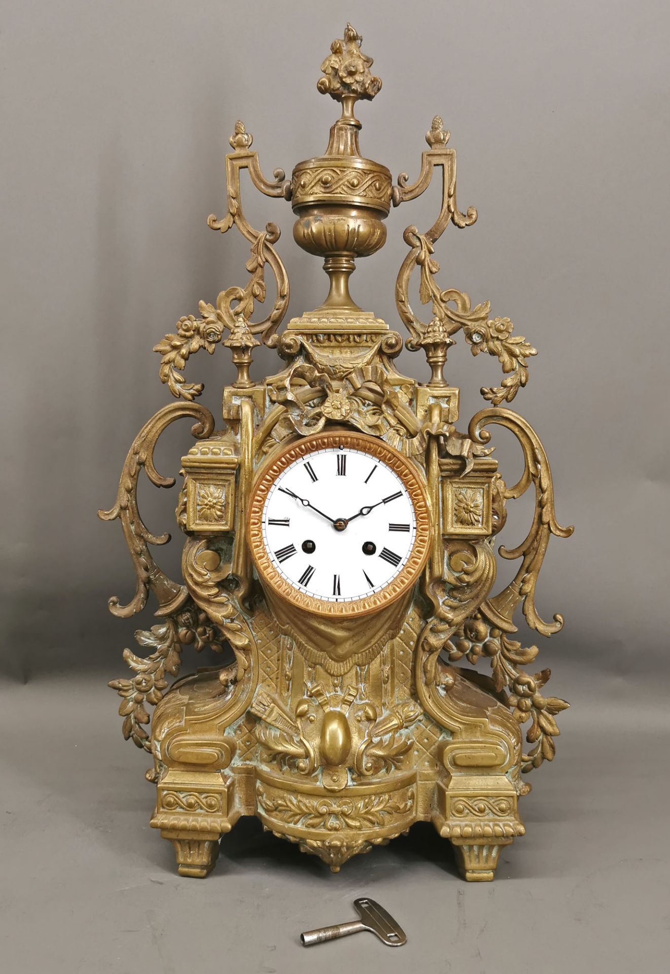 Bronze Kamin-Uhr Frankreich Samuel Marti & Cie. - Image 6 of 6