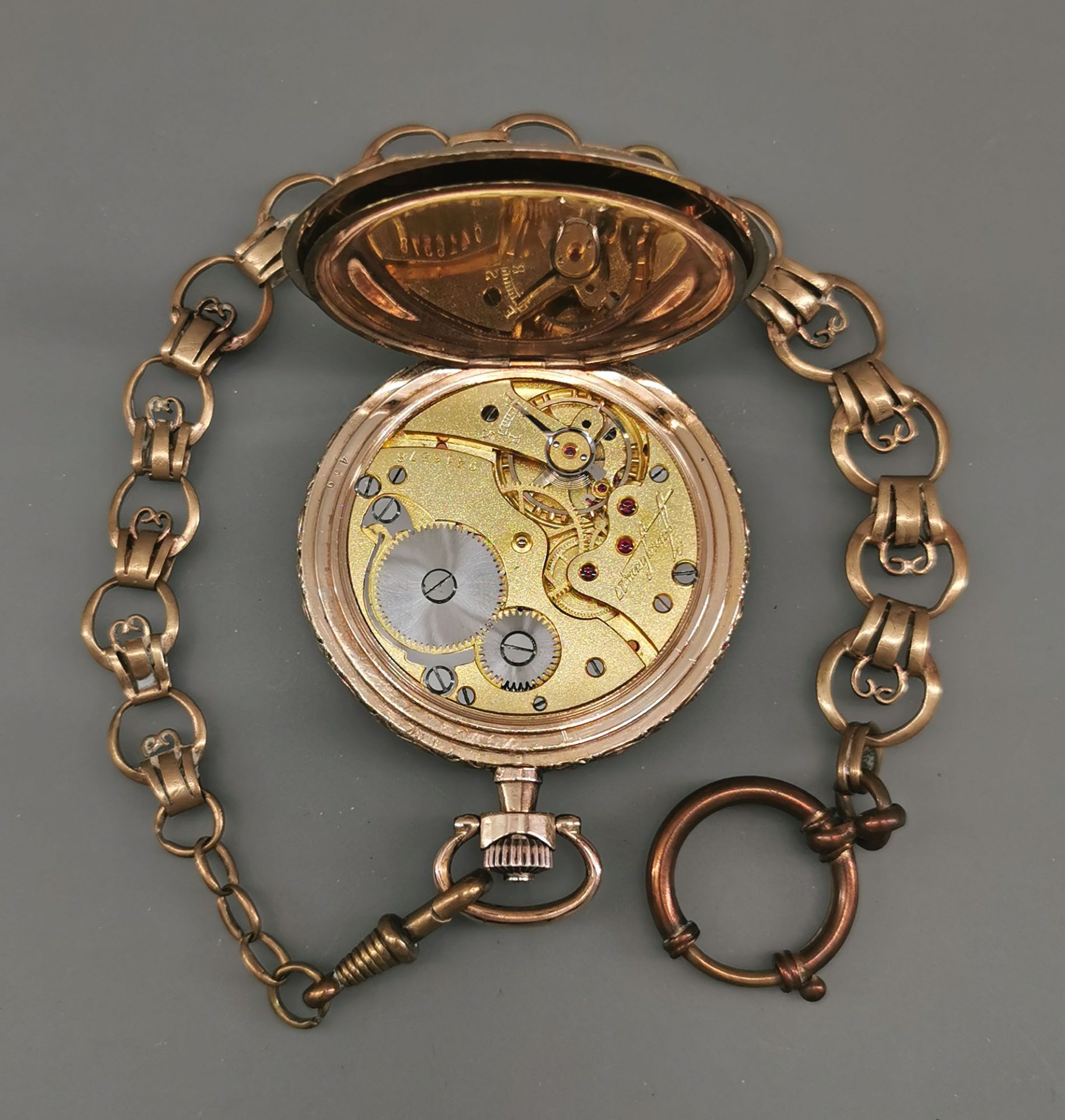 Vergoldete Savonette Sprungdeckel-Taschenuhr Junghans um 1920 - Bild 5 aus 5