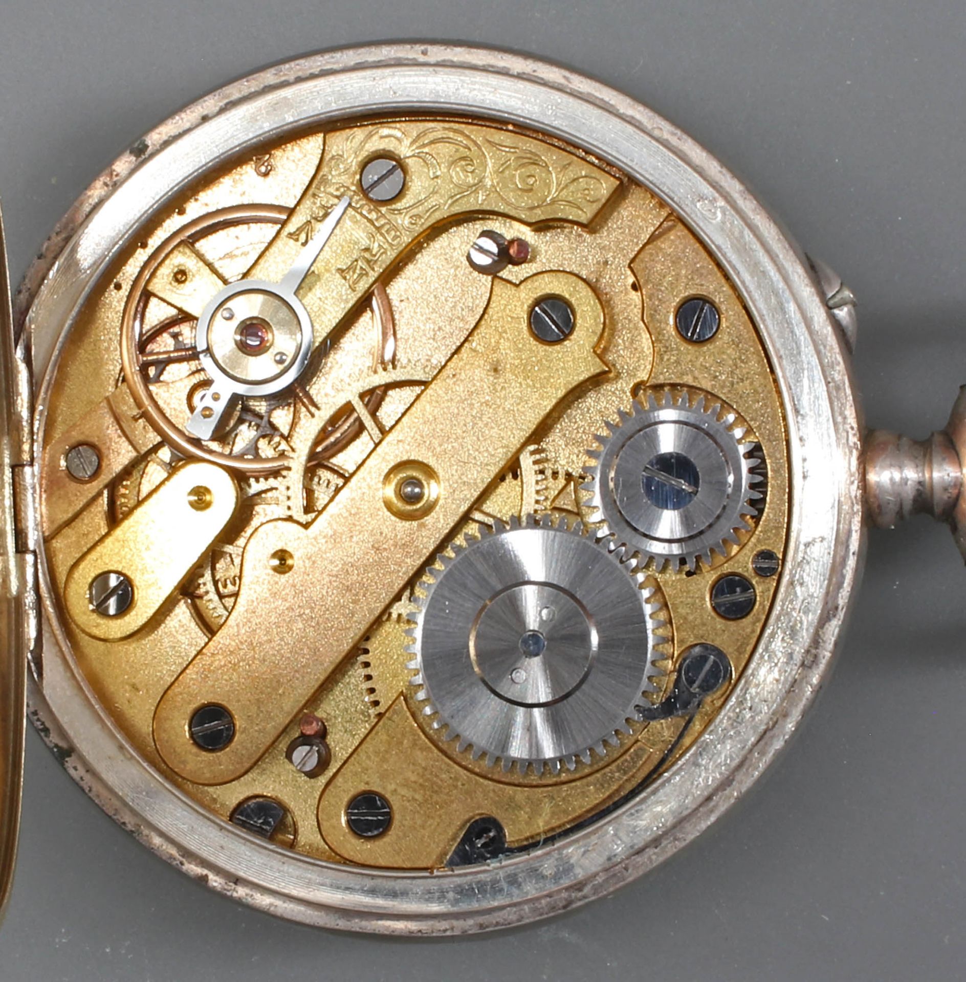 Silberne Herren-Taschenuhr um 1900 - Bild 4 aus 4