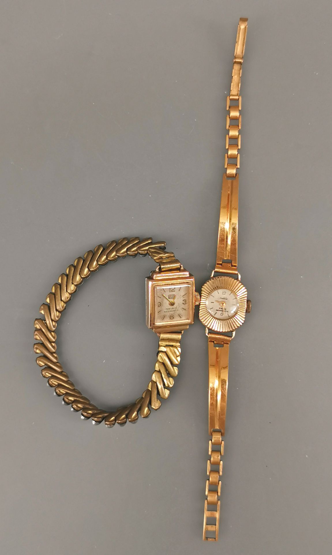2 Vergoldete Damen-Armbanduhren Ruhla