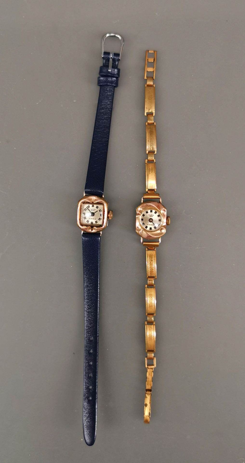 2 vergoldete Damen-Armbanduhren Ruhla
