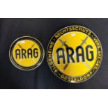 2 BLECHSCHILDER "ARAG"