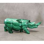 GROSSE MALACHIT-FIGUR: NASHORN