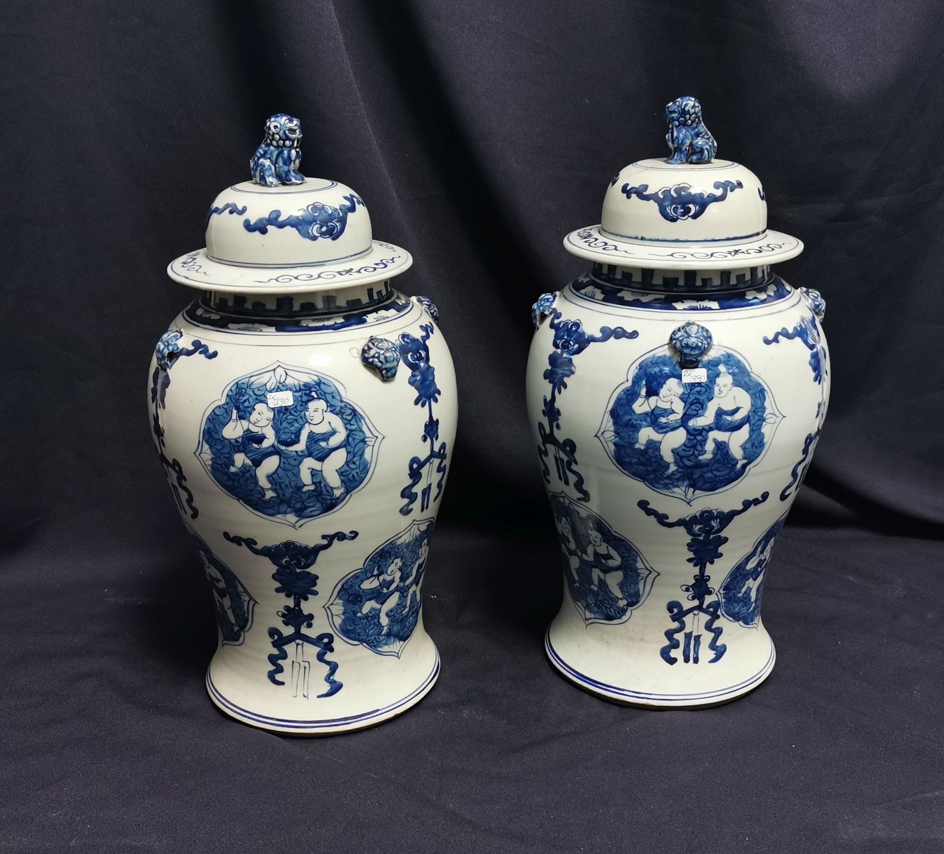 PAIR OF CHINESE LID VASES