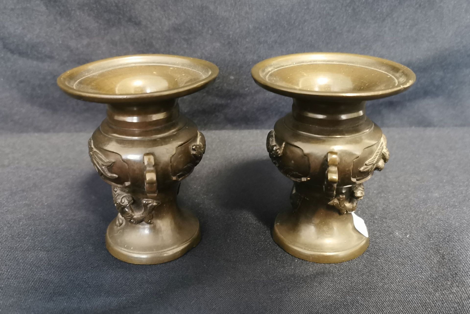 PAIR OF BRONZE VASES - Image 3 of 3