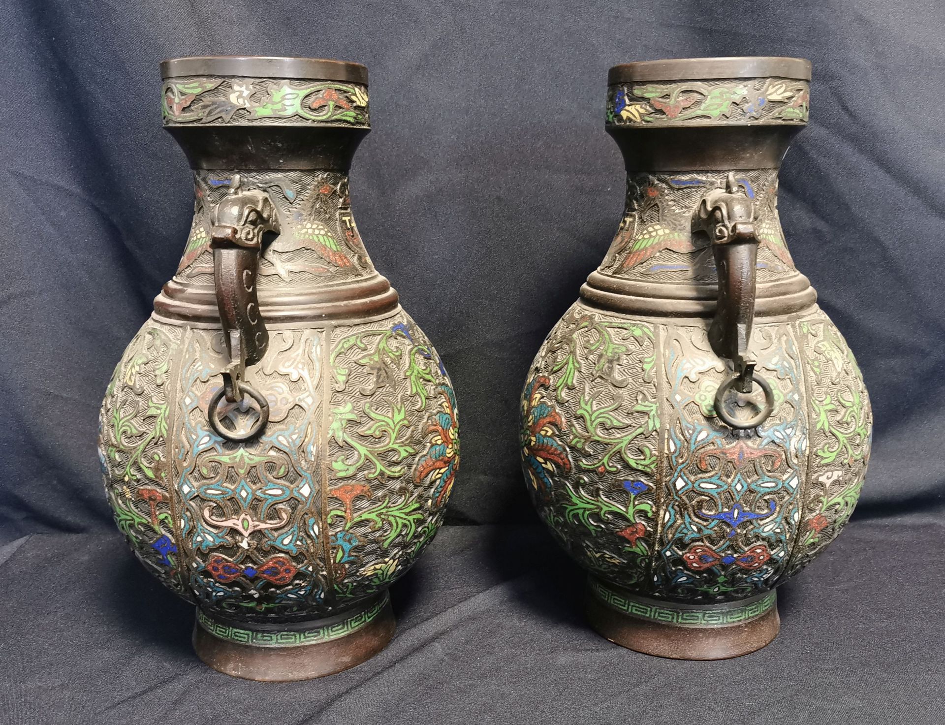 EMAILED BRONZE VASES - Image 3 of 6