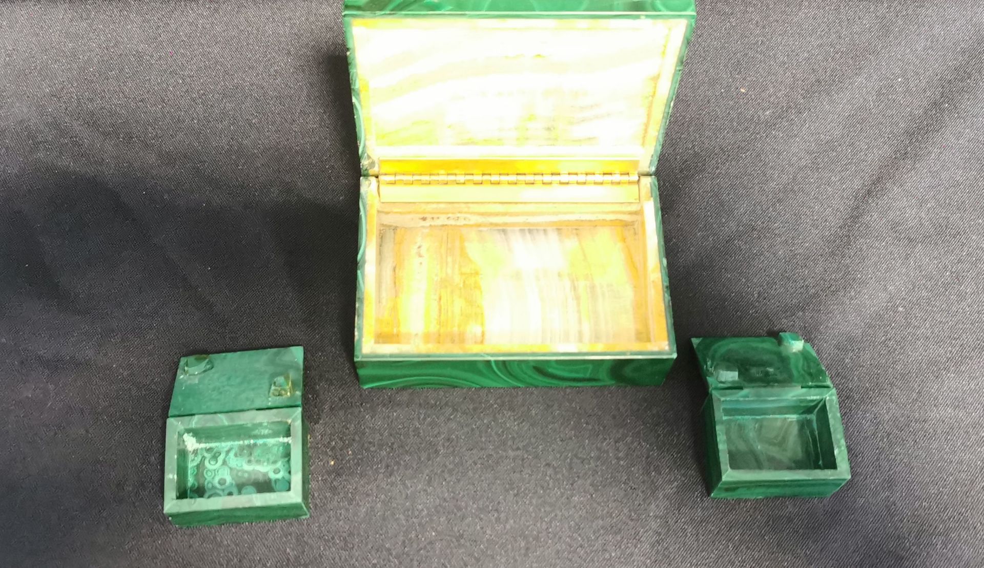 3 MALACHITE BOXES - Image 3 of 3