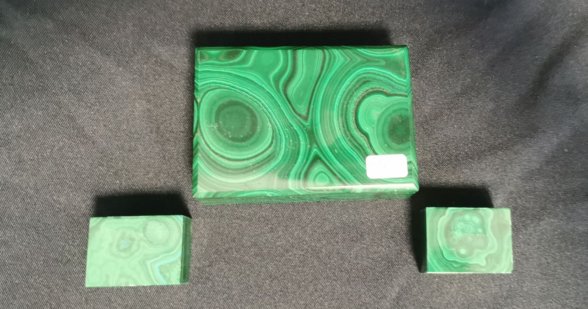 3 MALACHITE BOXES - Image 2 of 3