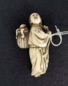 NETSUKE: FRAU MIT KRAKE