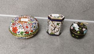 3 CLOISONNE DECKELDOSEN