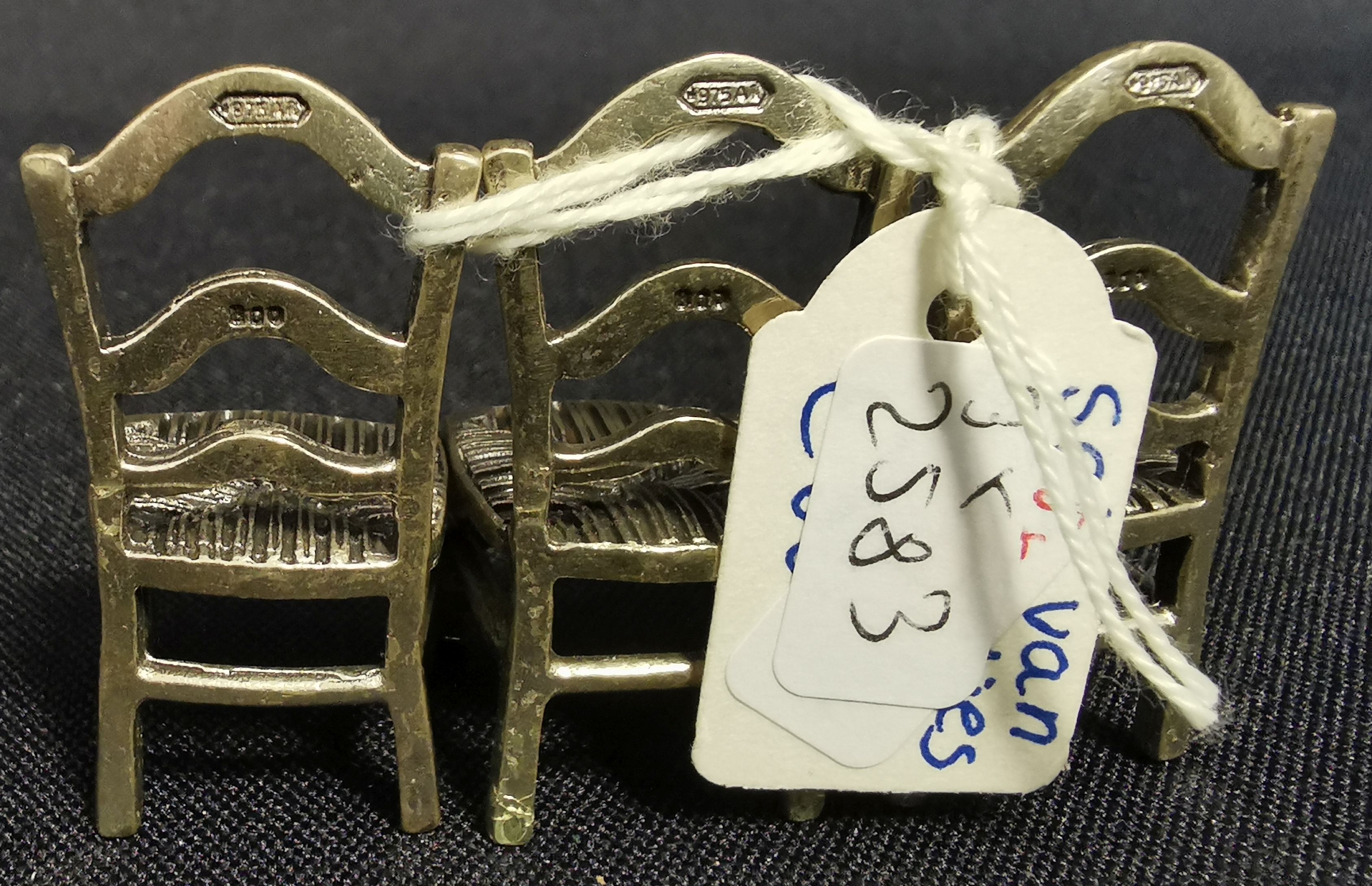 MINIATURE SILVER: THREE CHAIRS - Image 3 of 3