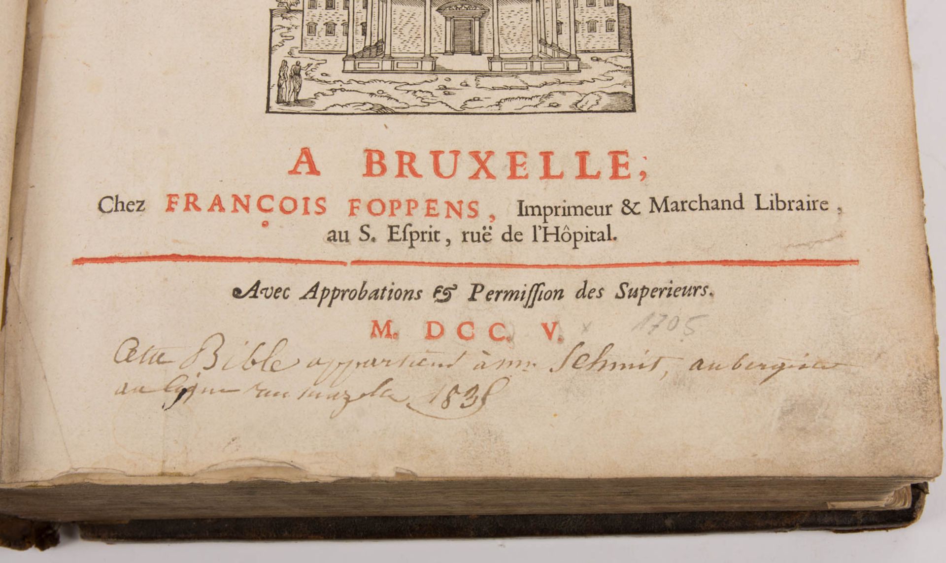 La Sainte Bible contenant l'ancien et le nouveau testament, übersetzt von M. de Saci, Brüssel, 1705. - Bild 15 aus 16