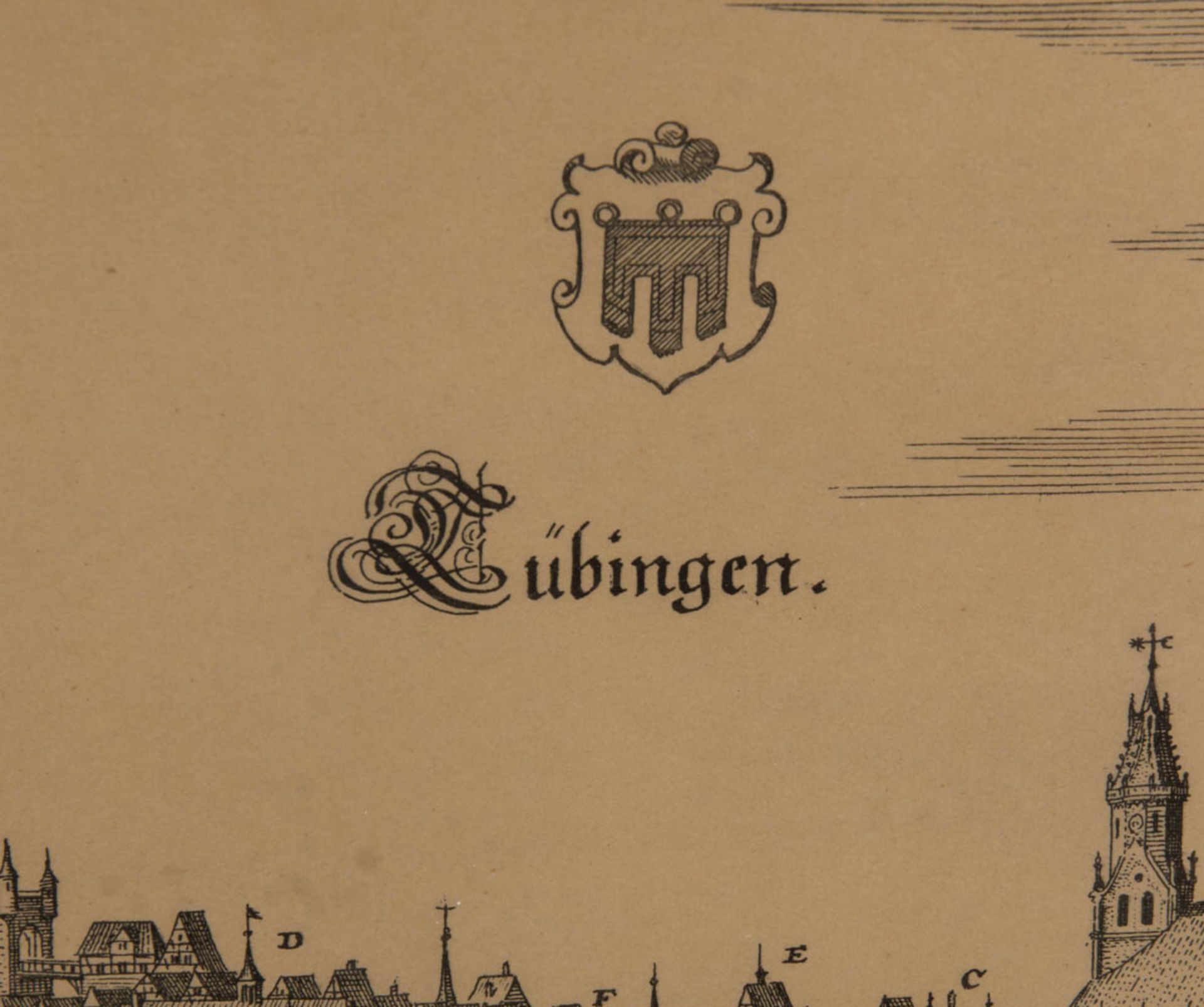 Zwei Stadtansichten von Tübingen und Dillingen, Kupferstiche, 20. Jhd. - Bild 5 aus 8