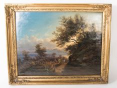 Pittoreske Biedermeier-Landschaft, Öl auf Leinwand, 19. Jh.