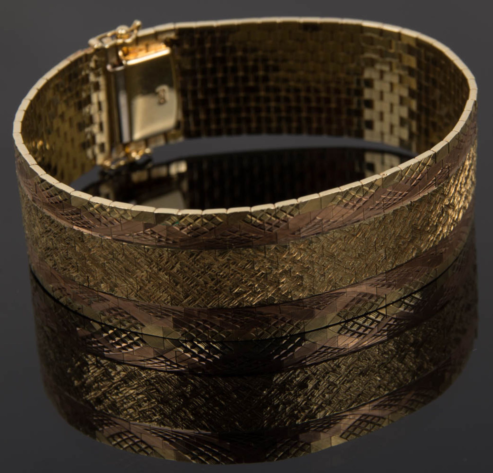 Breites Armband, 585er Rose-/ Gelbgold.