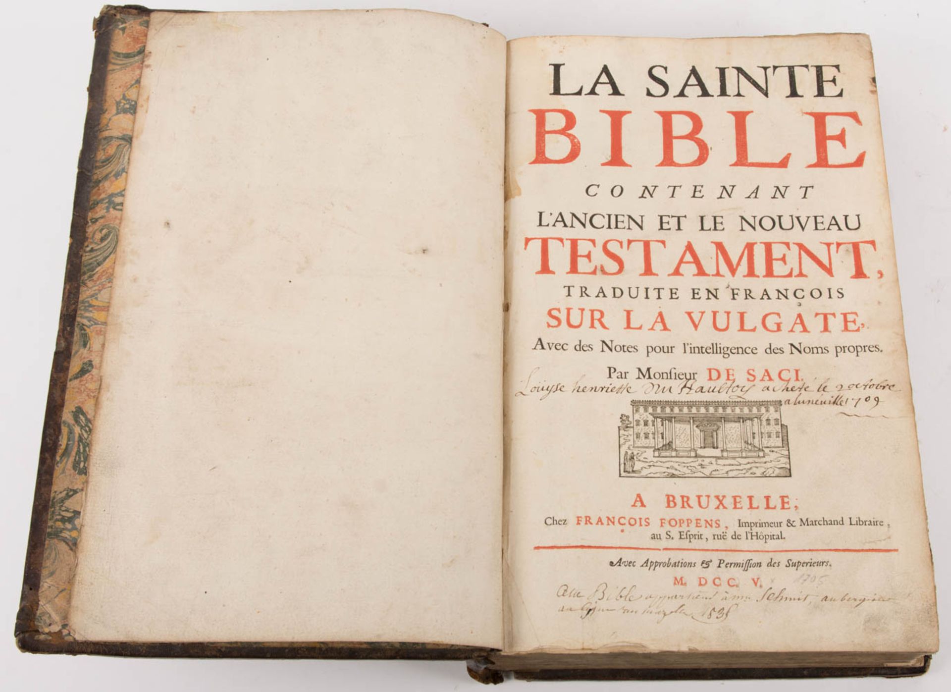 La Sainte Bible contenant l'ancien et le nouveau testament, übersetzt von M. de Saci, Brüssel, 1705. - Bild 12 aus 16