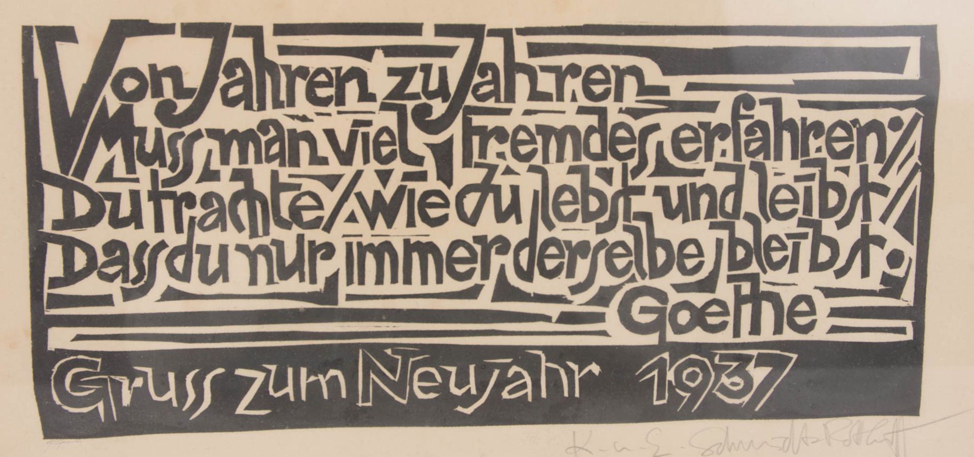 Karl Schmidt-Rottluff, Gruß zum Neujahr 1937, Holzschnitt, 1937. - Bild 2 aus 5