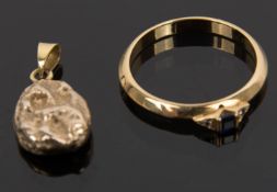 Ring und Kettenanhänger aus 750er Gelbgold.