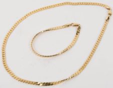 Kette mit passendem Armband, 585er Gelbgold.