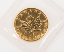 Goldmünze 1/10 oz Gold, Kanada 'Maple Leaf', 1999.