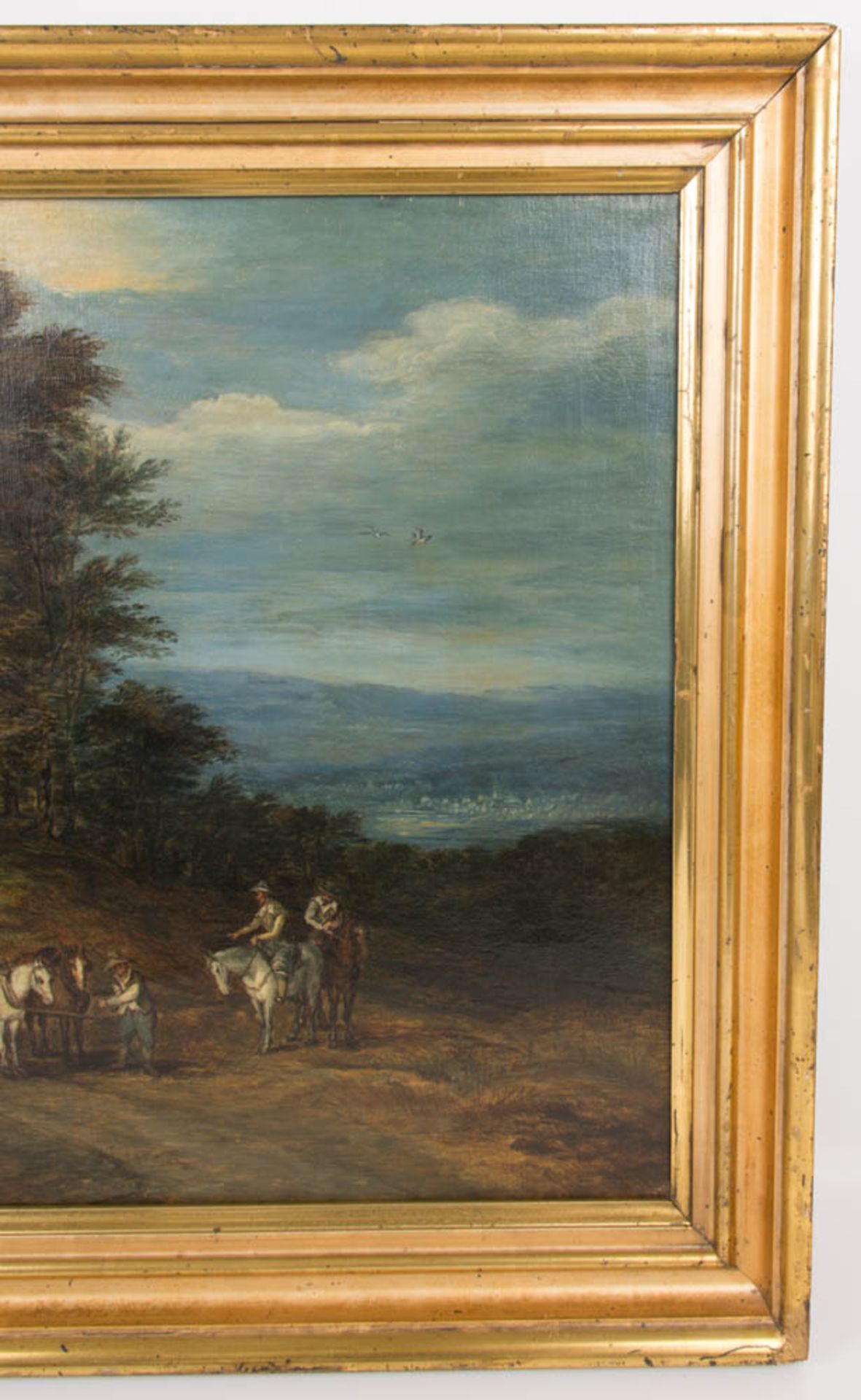 Margarete Fränkel, Belebter Fahrweg auf waldiger Höhe, Kopie nach Jan Brueghel I, Öl auf Leinwand, 1 - Bild 4 aus 11