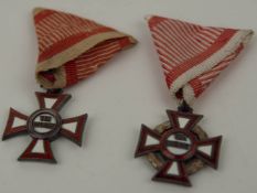 Österreich-Ungarn: Konvolut WK1 2x Militärverdienstkreuz.