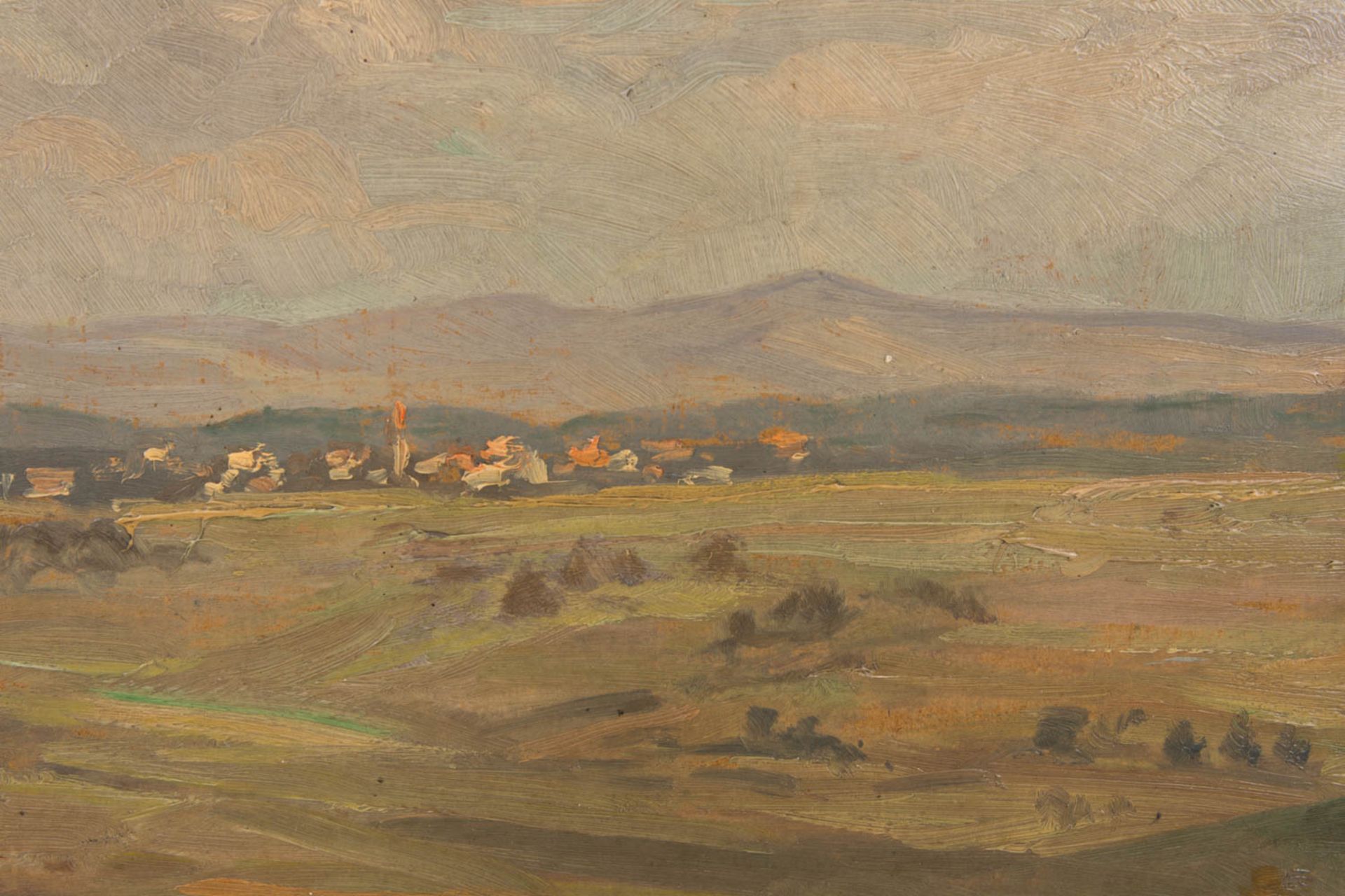 Landschaft mit Fluss, Öl auf Platte, 1928. - Bild 4 aus 8