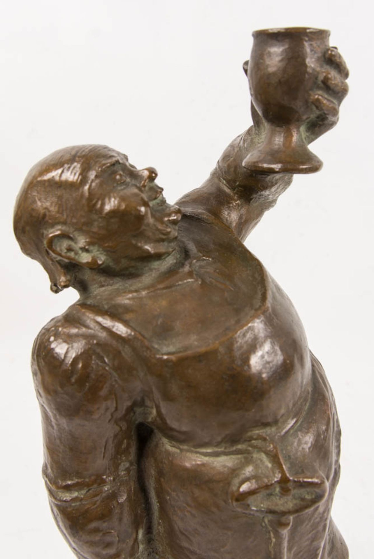 Karl Calwer, Wein trinkender Mönch, Bronze, 20. Jhd. - Bild 7 aus 10