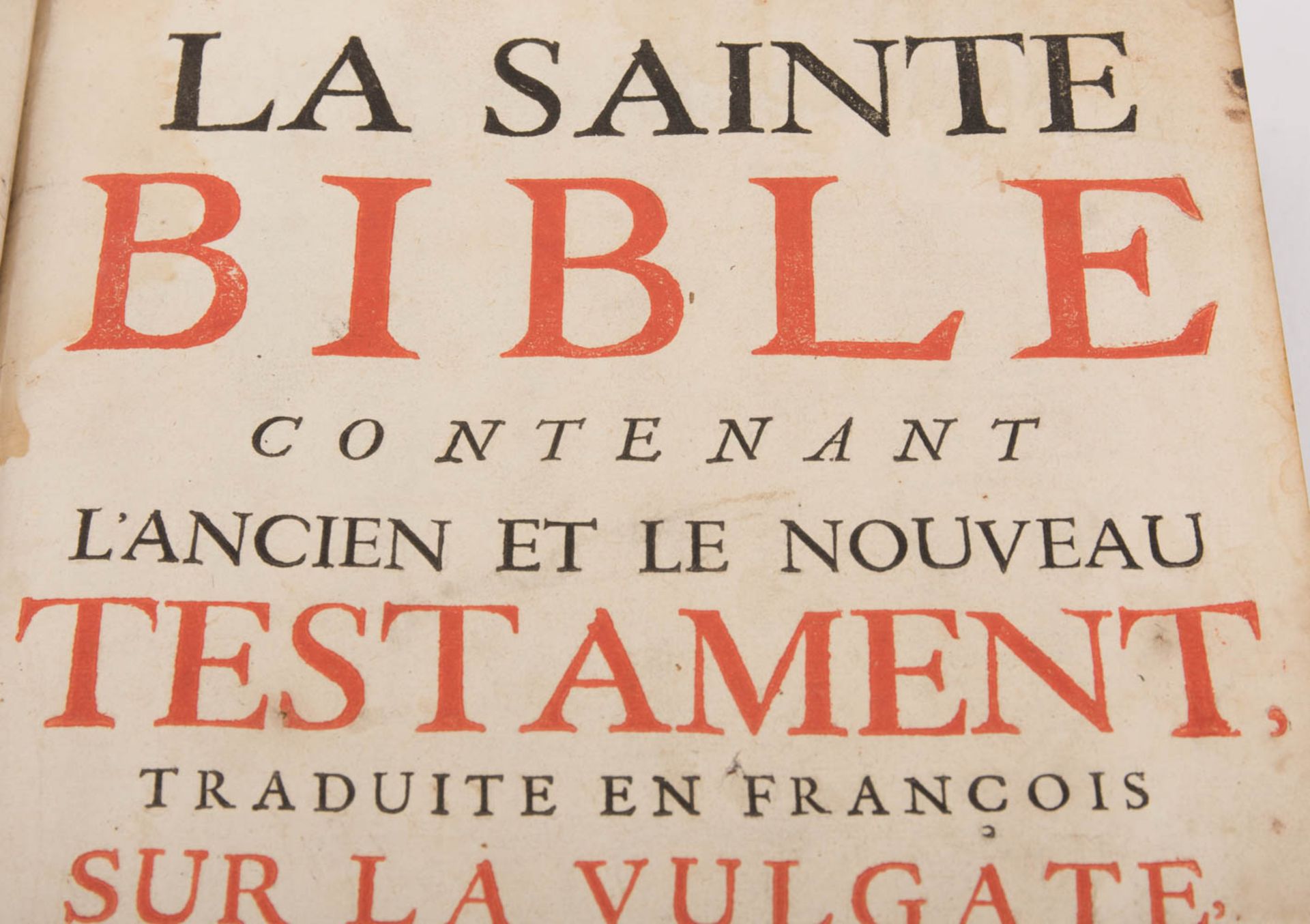 La Sainte Bible contenant l'ancien et le nouveau testament, übersetzt von M. de Saci, Brüssel, 1705. - Bild 13 aus 16