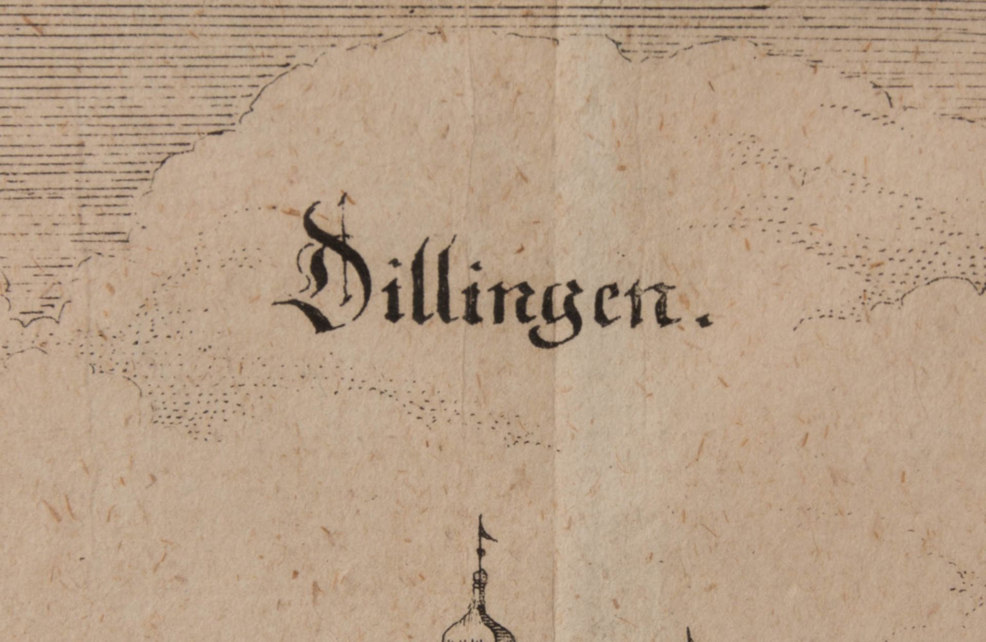 Zwei Stadtansichten von Tübingen und Dillingen, Kupferstiche, 20. Jhd. - Bild 3 aus 8