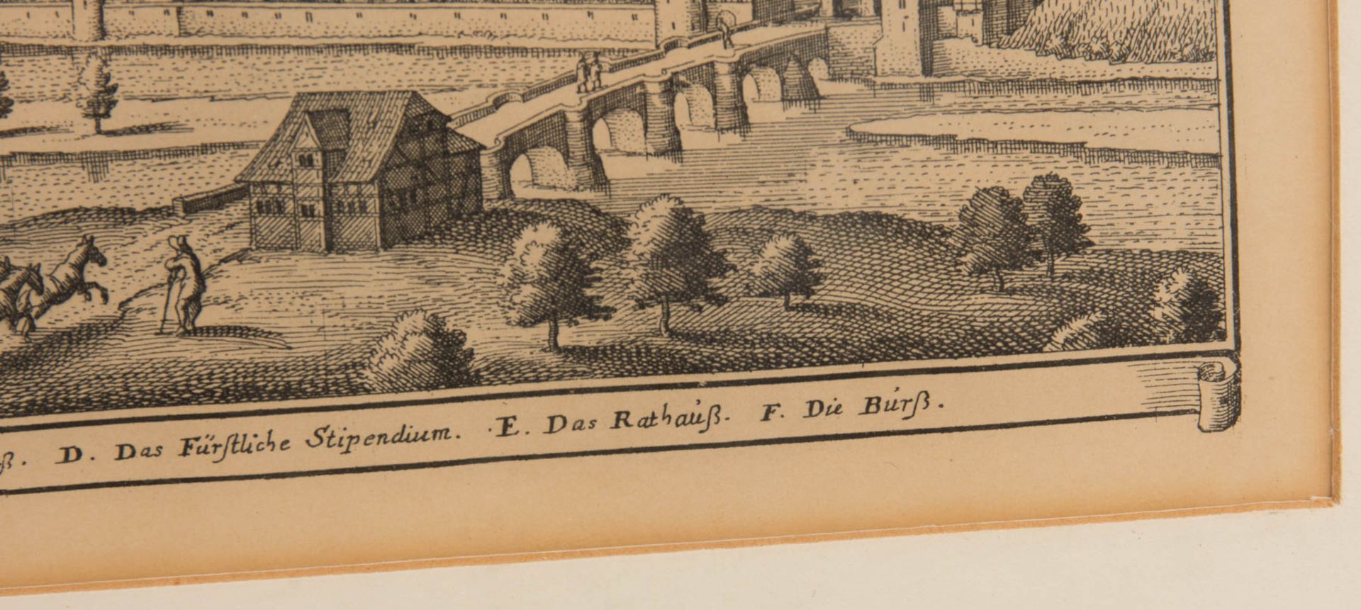 Zwei Stadtansichten von Tübingen und Dillingen, Kupferstiche, 20. Jhd. - Bild 8 aus 8