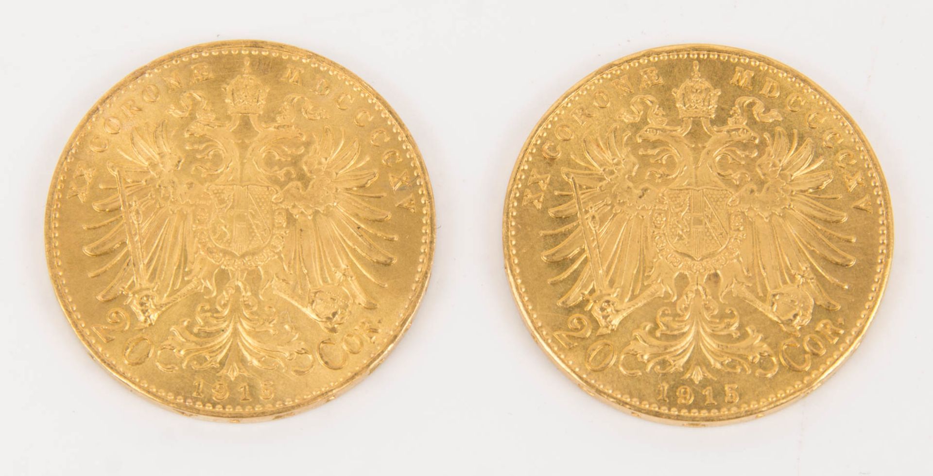 Österreich: 2x Goldmünze 20 Kronen, Nachprägung 1915.