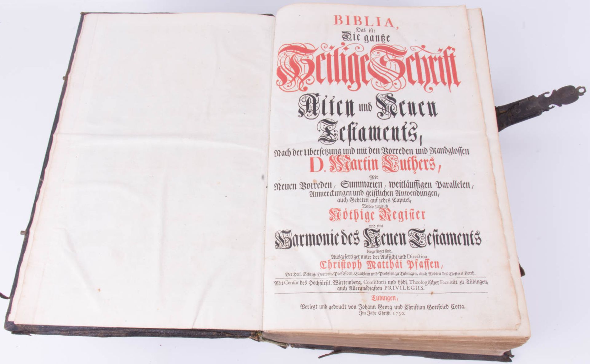 Biblia germanica, Johann Georg und Christian Gottfried Cotta, Tübingen 1730. - Bild 4 aus 10