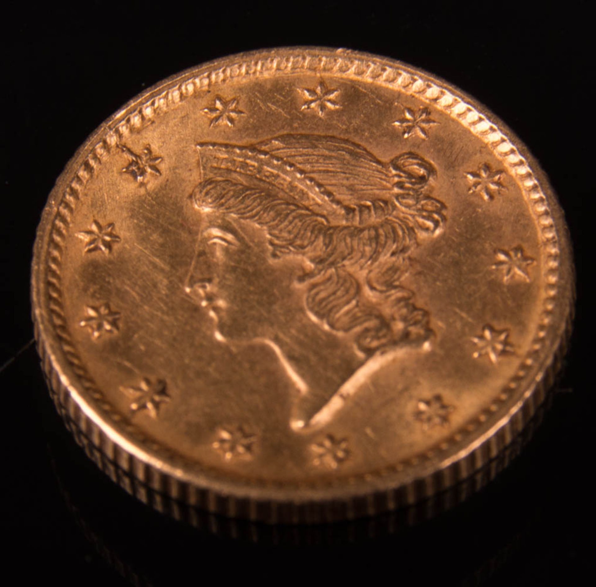 Goldmünze USA, Liberty Head, 1 Dollar 1854.