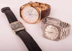 Konvolut von drei Armbanduhren, Precimax, Ingersoll und Armani.