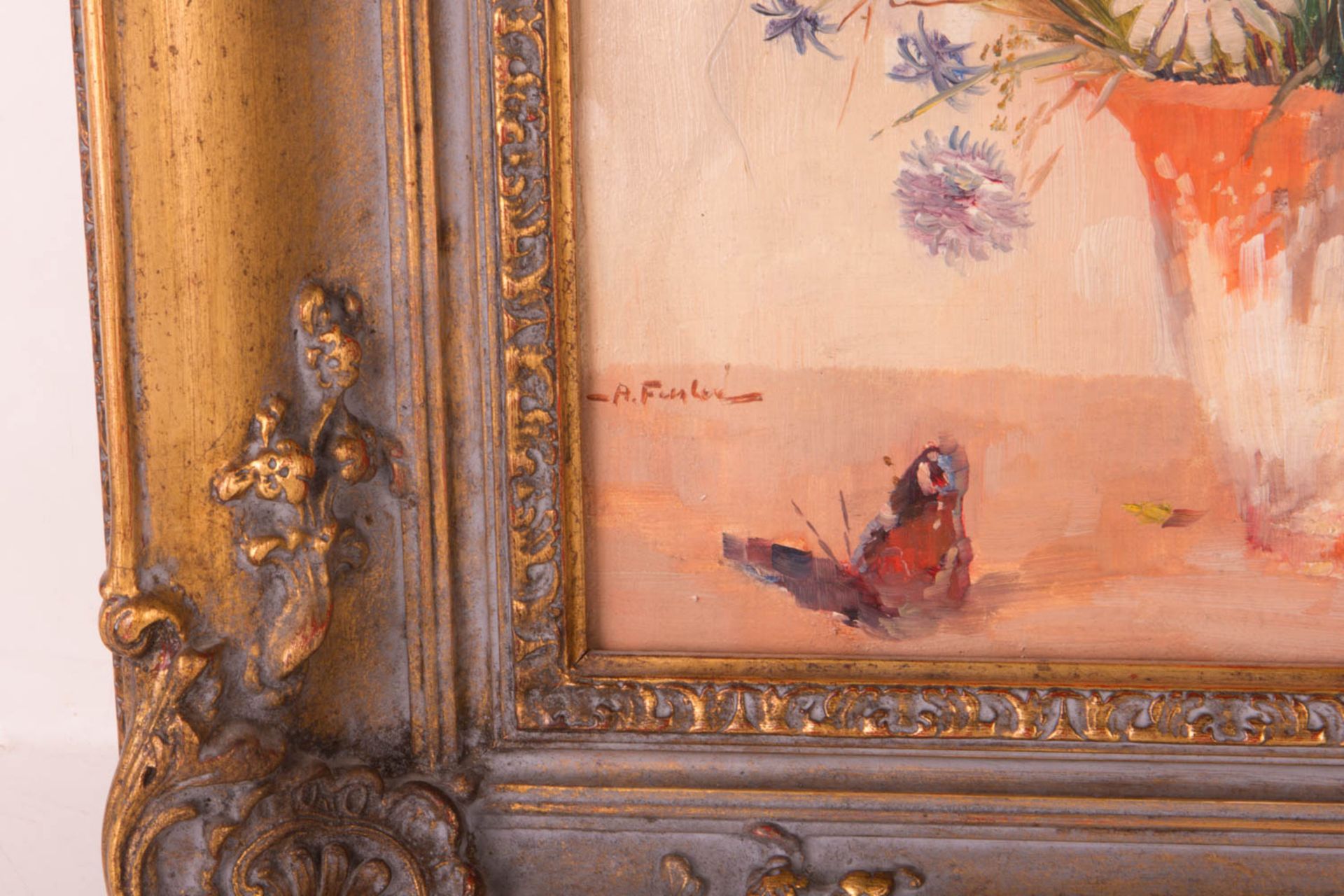 Unbekannt, Neoimpressionistisches Blumenstillleben, Öl auf Leinwand, 20. Jhd. - Bild 3 aus 7