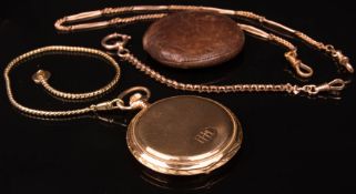 Romanu Levrette, Taschenuhr mit Kette, 585er Gelbgold, Schweiz, 20. Jhd.