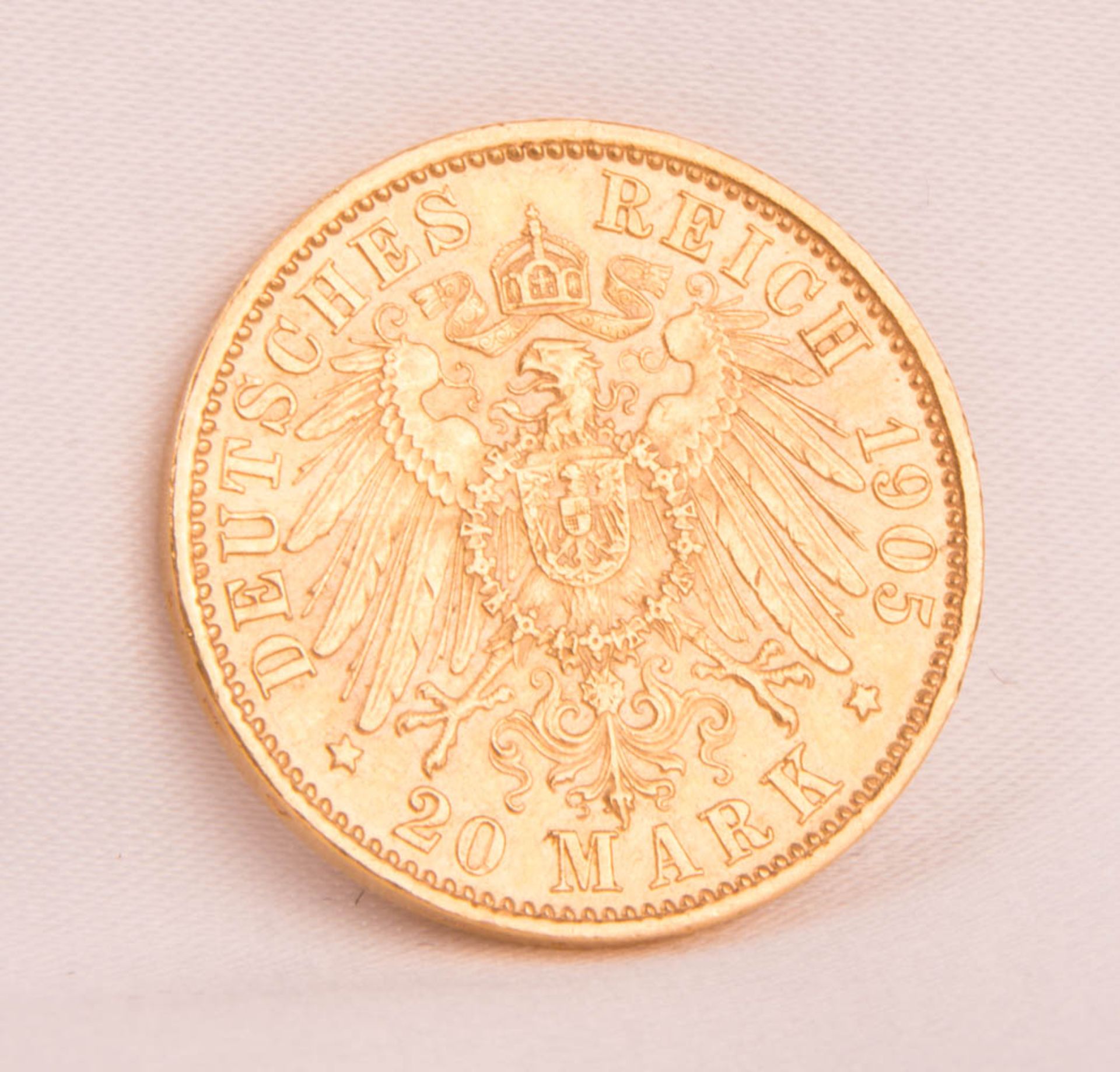 Gold Coin 20 Mark, 1905 F, Wilhelm II. - Image 2 of 3