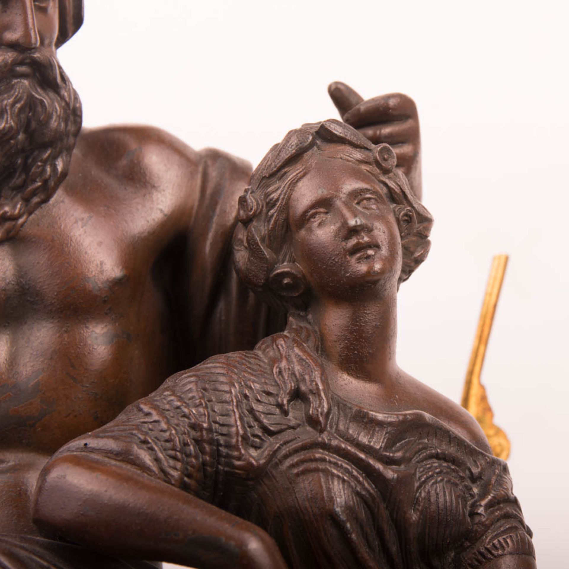 Kaminuhr mit Flussgott und Nymphe, Guyenot a Paris, Bronze und Messing, Frankreich, 19./20. Jhd. - Bild 7 aus 11