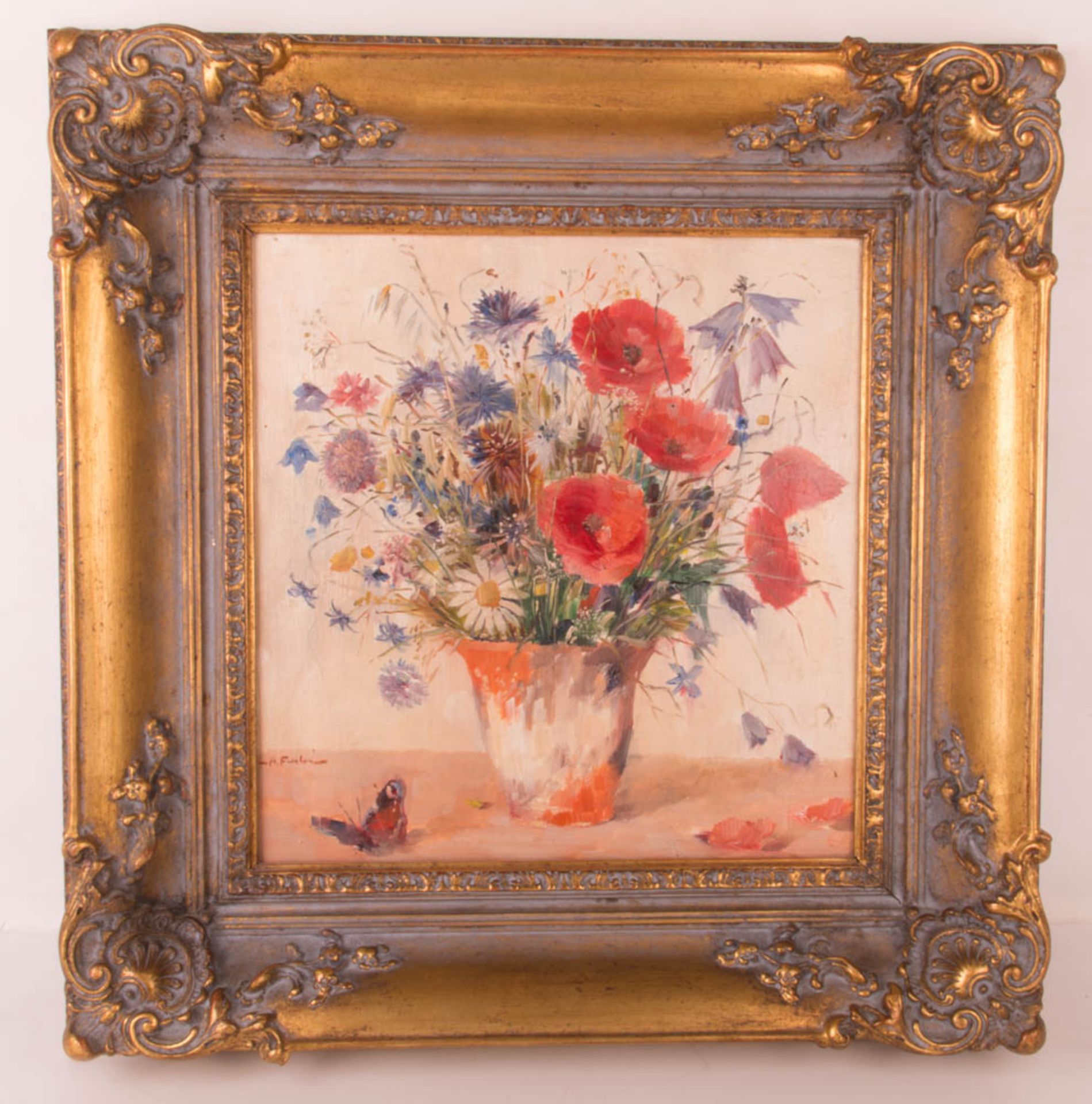 Unbekannt, Neoimpressionistisches Blumenstillleben, Öl auf Leinwand, 20. Jhd. - Bild 2 aus 7