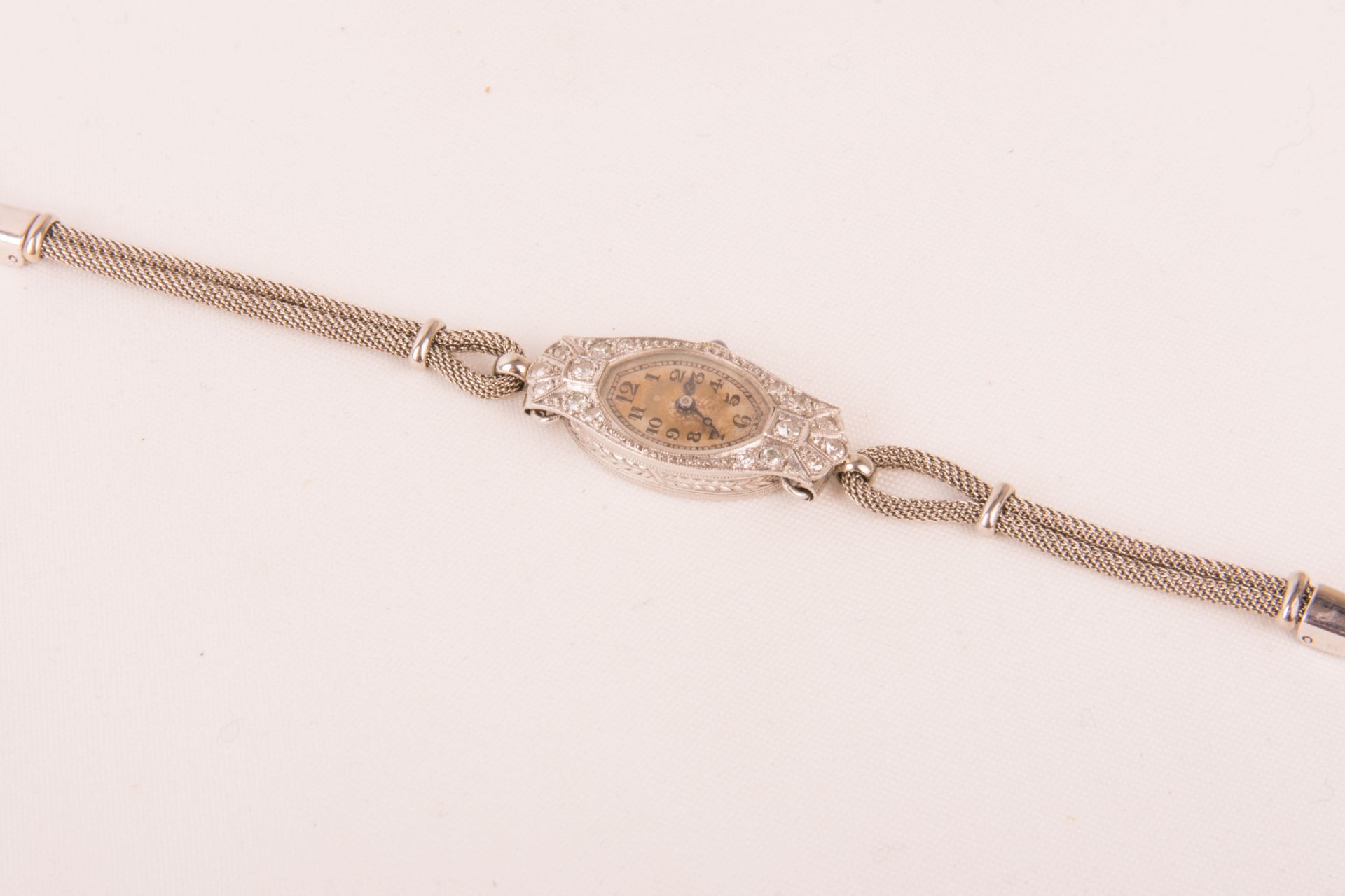 Art Deco wrist watch, platinum and silver, Great Britain, early 20th c.