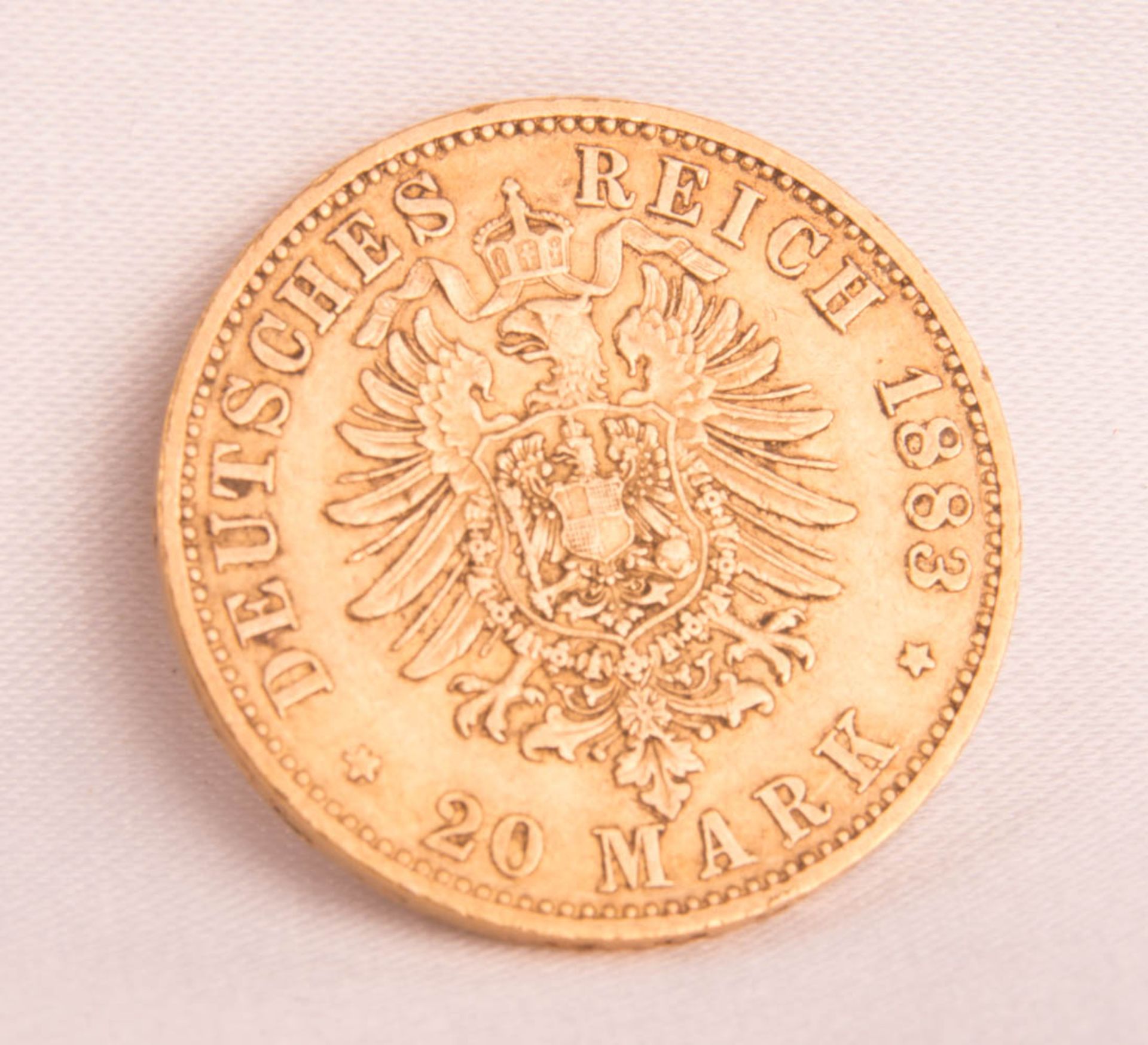 Gold coin 20 Mark 1883 A, Kaiser Wilhem I. - Image 2 of 3